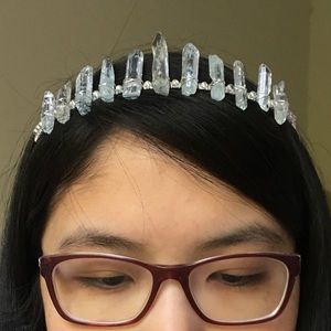 Ice Blue Quartz Crystal Crown Tiara